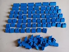 LEGO BULK LOT OF 100 BLUE ROOF SLOPES 45° 2X1 2X2 2X3 2X4
