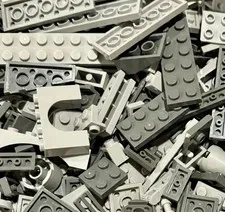 GRAY Mix Lego Lot By Color  1/2 LB Pound 200 Pieces Sorted Bulk SAVE!