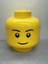 LEGO Yellow Storage Head Large Smiling Face Container Toy Brick Bin Room Decor