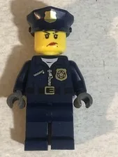Lego Female Police Officer Cop Happy Mad Mini-fig Action Figure Toy Minifig L2
