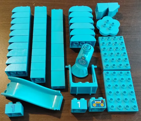 Lego DUPLO Lot of 44 Pieces - Medium Azure Building Blocks Bricks Plates Slopes