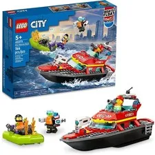 LEGO 60373: City Fire Boat with Dinghy & 3 Minifigures, Building Set for 5+