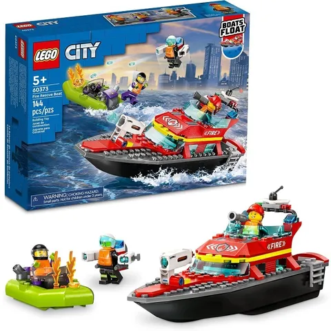 LEGO 60373: City Fire Boat with Dinghy & 3 Minifigures, Building Set for 5+