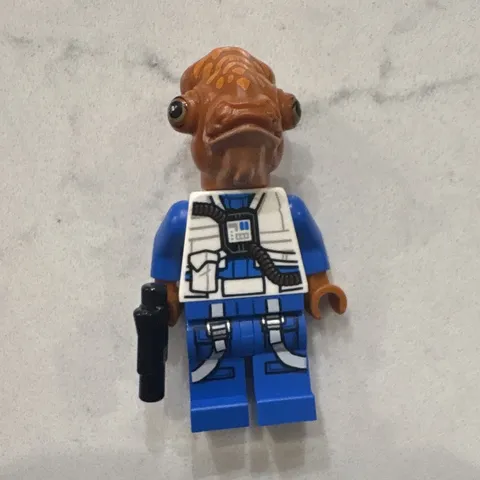 LEGO Minifigure Blue Uniform Outfit w/ Brown Head & Blaster Accessory