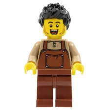 LEGO Holiday Minifigure Man Black Spiked Hair Dark Tan Shirt hol260 New