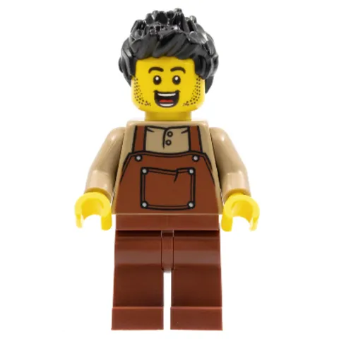 LEGO Holiday Minifigure Man Black Spiked Hair Dark Tan Shirt hol260 New