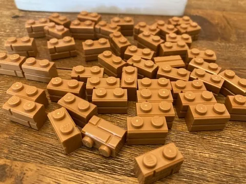 LEGO Medium Nougat Masonry Bricks 1x2 bricks MOC builders lot x48 bricks C12