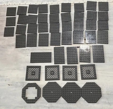 LEGO Dark Bluish Gray Plate Lot 48 Pc 6x6 6x8 6x10 6x12 Octagonal