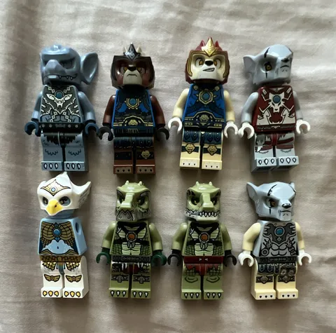LEGO Legends of Chima Minifigure Lot of 8 w/ Eris Animal Head Helmets
