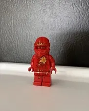 LEGO Red Ninja Minifigure w/ Hood Helmet & Weapons Accessories Lot