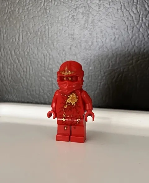 LEGO Red Ninja Minifigure w/ Hood Helmet & Weapons Accessories Lot