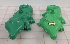 2 Lego Duplo Crocodile Alligator Mouth Opens Wide Snout 