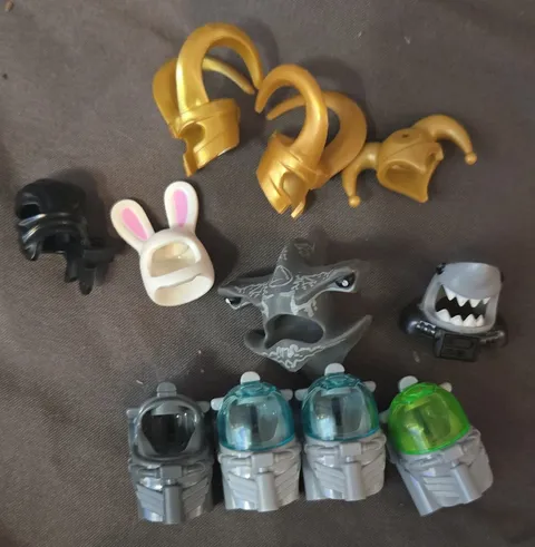 LEGO Minifigure Headgear & Accessories Bulk Lot 11pcs Helmets Hair Bunny Shark