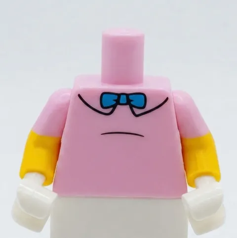 LEGO Minifig TORSO Male Pink shirt blue bow tie Tee top short sleeves T02