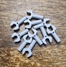 LEGO Light Bluish Gray Bar 1L with Clip Mechanical Claw. QTY 10. Part 48729b.