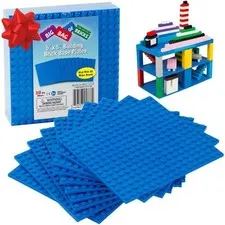 Classic Baseplates for Building Bricks Set of 10 Blue 5 inx5" Building Plates