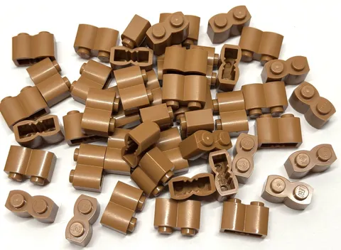 50x Lego 1 x 2 Building Blocks - Medium Nougat