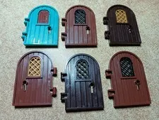 LEGO  LOT 6 DOOR ROUND TOP 1X4X6 WINDOW KEYHOLE LATTICE #40241 BROWN TURQUOISE