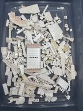 1 lb. Bulk Mixed White Legos - standard blocks and unique pieces (Lot G)