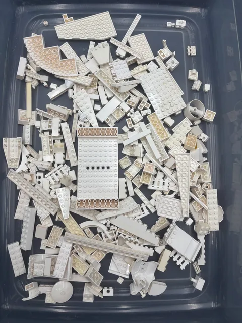 1 lb. Bulk Mixed White Legos - standard blocks and unique pieces (Lot G)