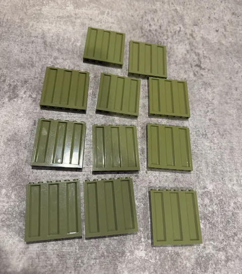 LEGO Green Grooved wall Pieces Bulk Lot 10 rare olive green