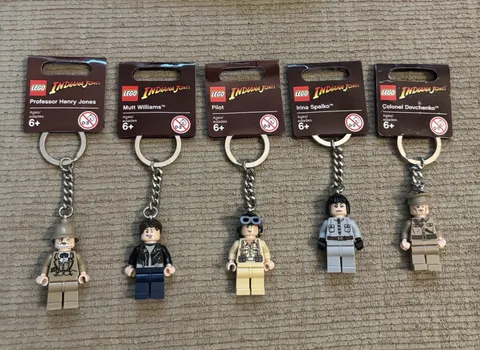 LEGO Indiana Jones Minifigure Keychain Lot All NWT ! Henry Jones Mutt Pilot !