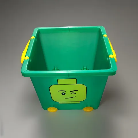 Lego Green Wheeled Rolling Storage Bin Basket 21.5 QT 13" x 13" Handle