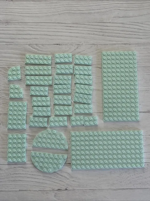 LEGO LIGHT AQUA LOT 30 PCS 8X16 4X6 2X4 PLATE VARIETY BUILDING PIECES