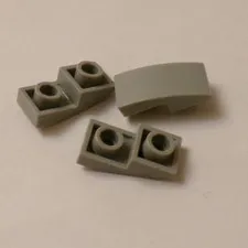 Lego x3 Light Bluish Gray 1x2x2/3 Slope Curved Inverted, 24201 (028-186)