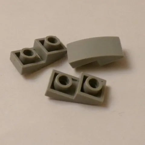 Lego x3 Light Bluish Gray 1x2x2/3 Slope Curved Inverted, 24201 (028-186)