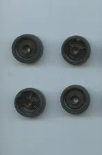 LEGO x 4 Black Wheel 24 x 12 with Pin Hole Molded Black Hard Rubber Tire