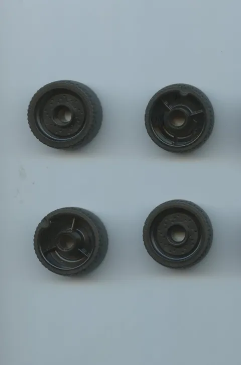 LEGO x 4 Black Wheel 24 x 12 with Pin Hole Molded Black Hard Rubber Tire
