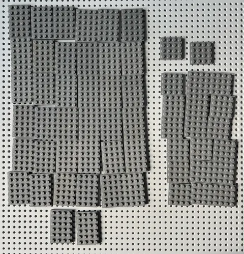 LEGO Dark Bluish Gray Large Baseplates 3031 3032 Bulk 56pcs 4x6 4x4