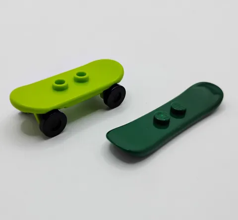 LEGO Green Minifigure Extreme Sports Accessory Lot Skateboard & Snowboard