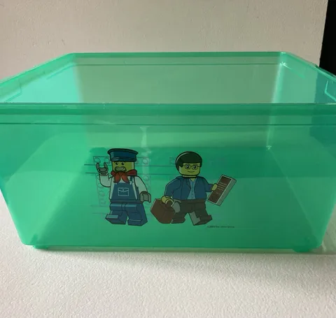 LEGO Mini figure Graphic Green Plastic Storage Bin 1 Compartment (2009)