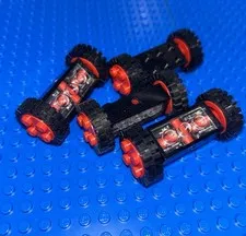 Lego Brick Modified 2 By 4 With Wheels Holder Trans Clear Bottom 