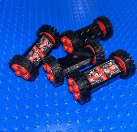 Lego Brick Modified 2 By 4 With Wheels Holder Trans Clear Bottom 
