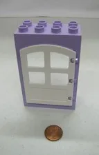 Lego Duplo PURPLE & WHITE CURVED DOOR WINDOW PANE UNIT Building Block 2x4x6