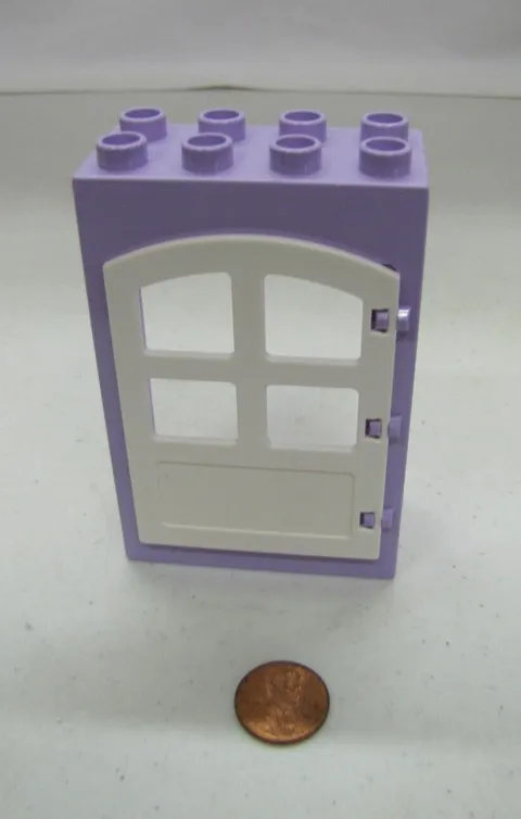 Lego Duplo PURPLE & WHITE CURVED DOOR WINDOW PANE UNIT Building Block 2x4x6