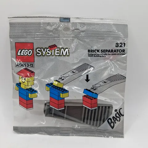 NEW Vintage LEGO System Basic 821  Brick Separator Piece Gray 1992 Poly Bag