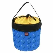 Blue Building Blocks LEGO Bricks Travel Storage Cinch Bucket Tote Toy Organizer