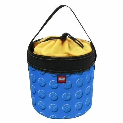 Blue Building Blocks LEGO Bricks Travel Storage Cinch Bucket Tote Toy Organizer