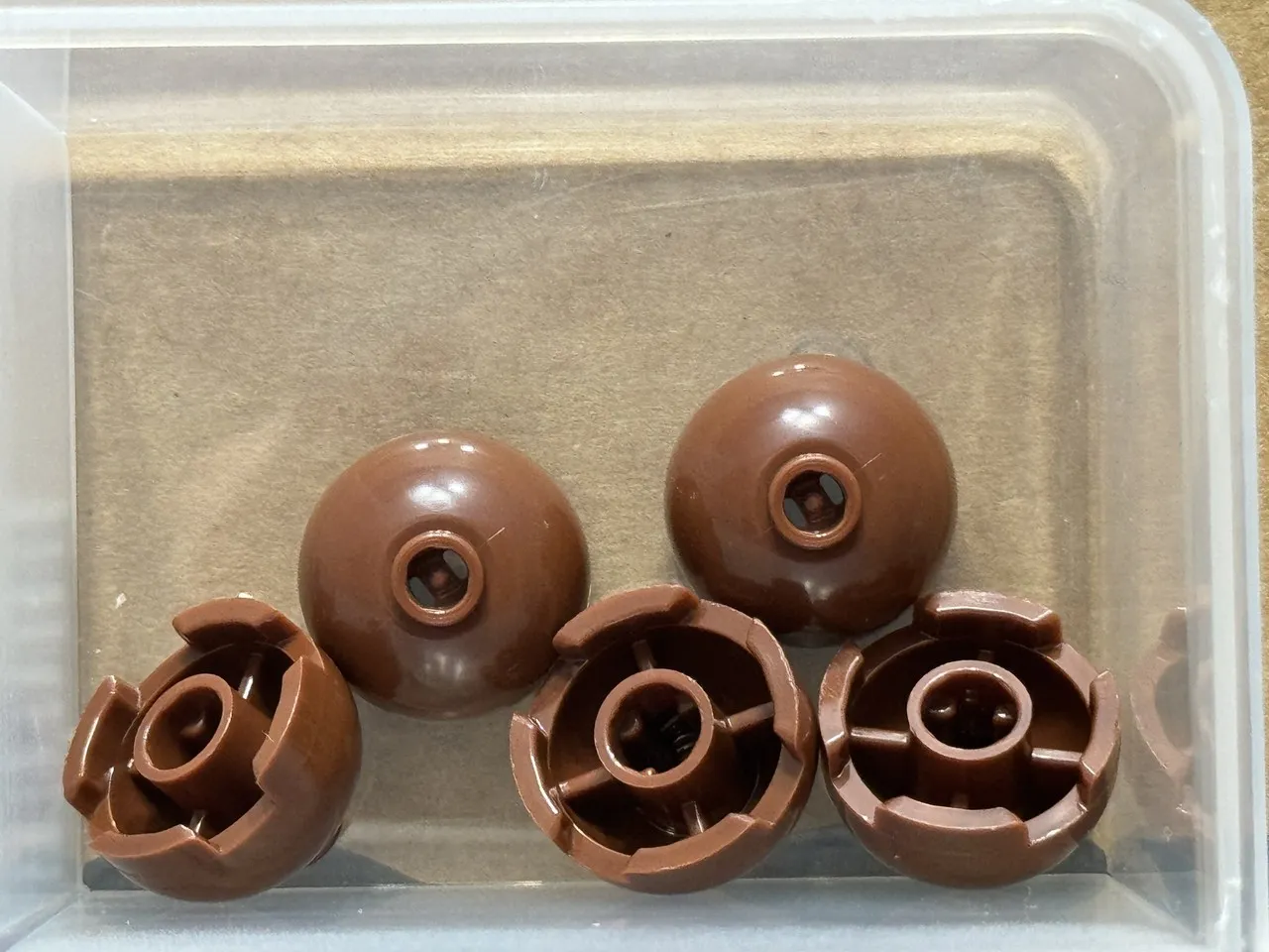 LEGO Parts - Reddish Brown Brick, Round 2 x 2 Dome Top - No 553 - QTY 5