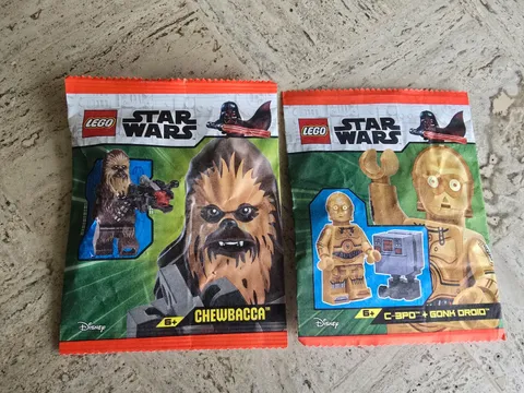 LEGO 912404 Star Wars Chewbacca & 912310 C-3PO paper bag Sealed bundle