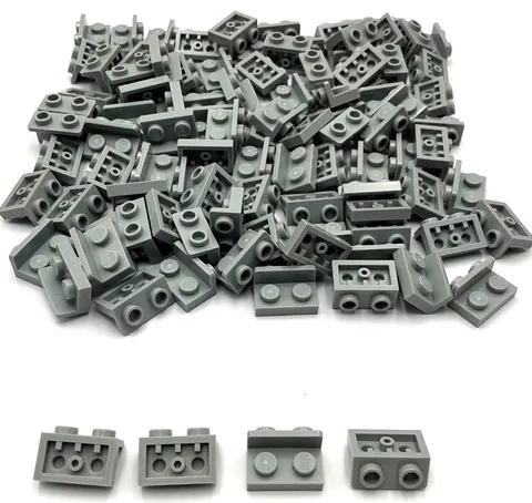 Lego 100 New Light Bluish Gray Bracket 1 x 2 - 1 x 2 Inverted Pieces