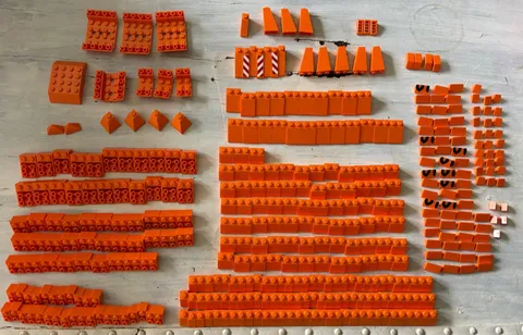 LEGO Orange Slope Lot 412 Pcs Mixed Slopes Wedges Roof Parts Grilles Plates Bulk