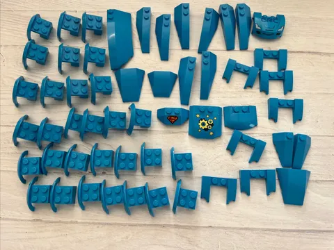 LEGO DARK AZURE BLUE LOT 55 PCS VEHICLE HOOD MUDGUARD WEDGE AZUR VARIETY