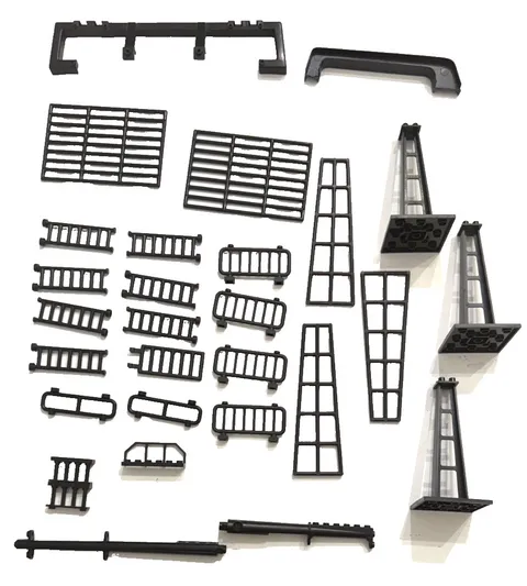 LEGO Black Structural Building Parts Lot - Support Girders Trusses Ladders Raili