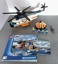 Lego 7738 City Coast Guard Helicopter . Set Minifigures And Manual