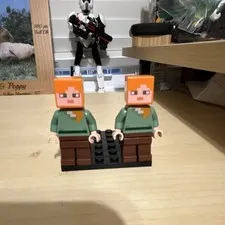 Lego Minifigure Minecraft Alex Orange Brown Green Minifig Figure Lot Of (2)